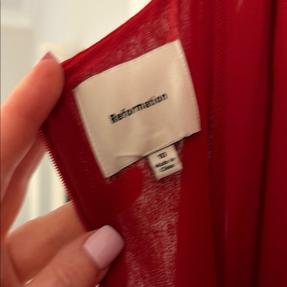 Reformation Red Sleeveless Maxi Dress with Gathered Skirt - Picture 7 of 7